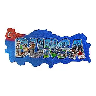 Bursa Temalı Metalize Harita Magnet