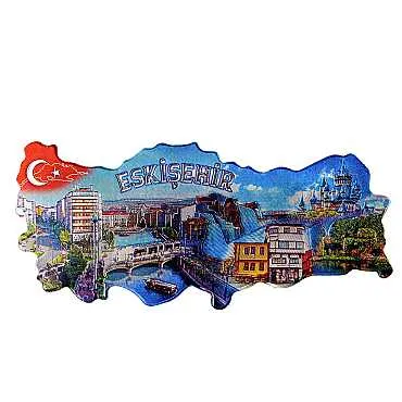 Eskişehir Temalı Metalize Harita Magnet - Standart - 2