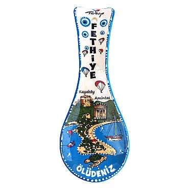 Fethiye Bölgesi Temalı Seramik Serigrafi Kaşık Altlığı