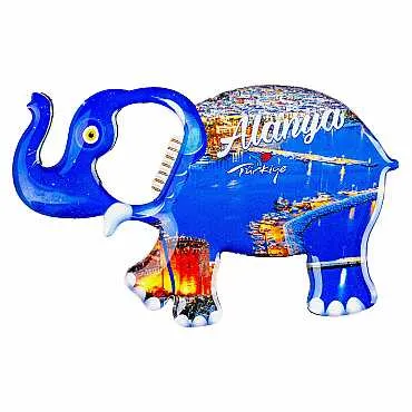Alanya Temalı Myros Metal Büyük Fil Açacak Magnet 100x60 mm - 4