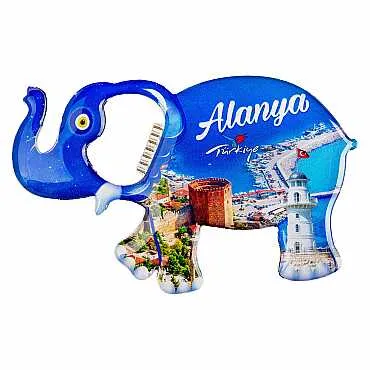 Alanya Temalı Myros Metal Büyük Fil Açacak Magnet 100x60 mm - 5