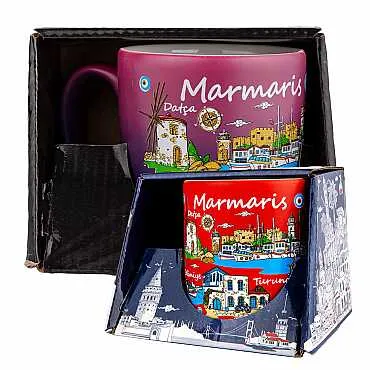 Marmaris Temalı Kutulu Renkli Baskılı Seramik Kupa 82x90 mm - 2