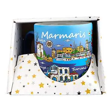 Marmaris Temalı Kutulu Renkli Baskılı Seramik Kupa 82x90 mm - 4