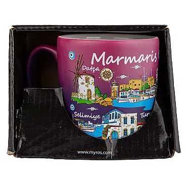 Marmaris Temalı Kutulu Renkli Baskılı Seramik Kupa 82x90 mm - 5