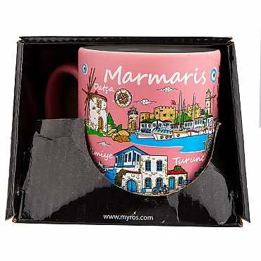 Marmaris Temalı Kutulu Renkli Baskılı Seramik Kupa 82x90 mm - 6