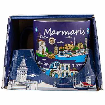 Marmaris Temalı Kutulu Renkli Baskılı Seramik Kupa 82x90 mm - 7