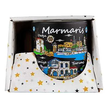 Marmaris Temalı Kutulu Renkli Baskılı Seramik Kupa 82x90 mm - 8