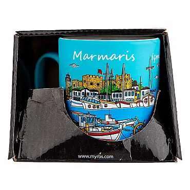 Marmaris Temalı Kutulu Renkli Baskılı Seramik Kupa 82x90 mm - 9