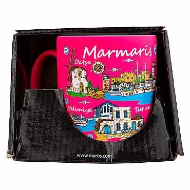 Marmaris Temalı Kutulu Renkli Baskılı Seramik Kupa 82x90 mm - 10