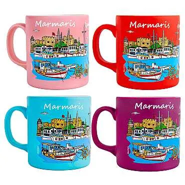Marmaris Bölgesi Temalı Seramik Renkli Baskılı Kupa 82x90 mm - 2