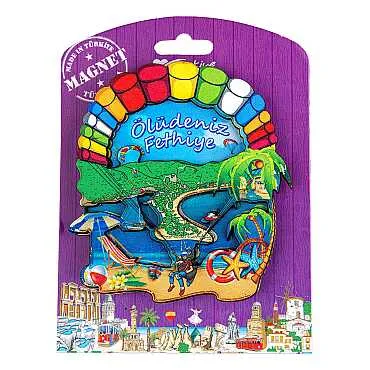 Wholesale Fethiye Region Themed Myros Carded UV Wooden Refrigerator Magnet - 6
