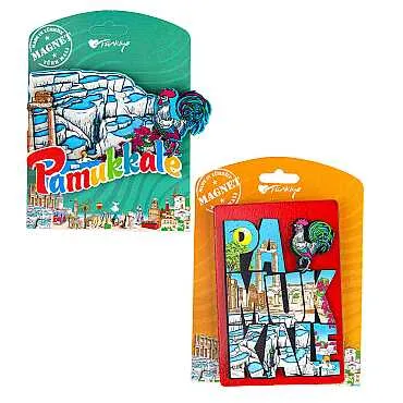 Pamukkale Temalı Uv Baskılı Kartonetli Ahşap Magnet - 2