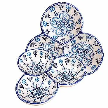 MAVİ-BEYAZ ÜÇLÜ YUVARLAK ÇEREZLİK ORTA 18 CM - 2