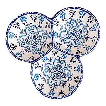 MAVİ-BEYAZ ÜÇLÜ YUVARLAK ÇEREZLİK ORTA 18 CM - 3
