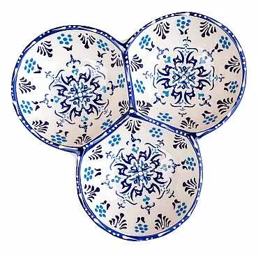 MAVİ-BEYAZ ÜÇLÜ YUVARLAK ÇEREZLİK ORTA 18 CM - 4