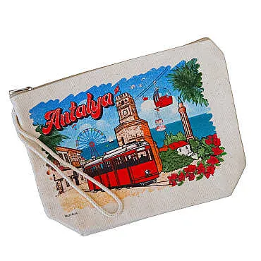 Alanya Themed Digital Printed Kanvas Purse 14,5x20 cm - Standart - 2
