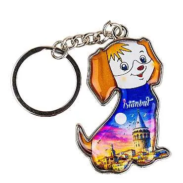 İstanbul Temalı Köpek Şekilli Metal Anahtarlık - 14