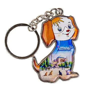 İstanbul Temalı Köpek Şekilli Metal Anahtarlık - 4