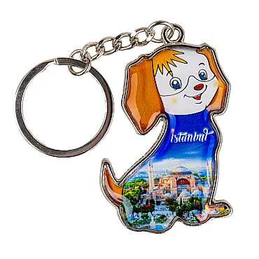 İstanbul Temalı Köpek Şekilli Metal Anahtarlık - 13