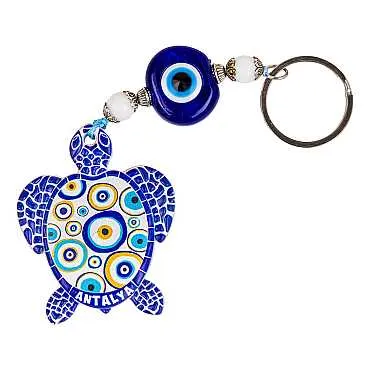 Antalya Temalı Nazar Caretta Polyester Anahtarlık