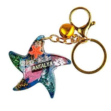 Antalya Temalı Şeffaf Polyester Anahtarlık Golden Collectıon - 2