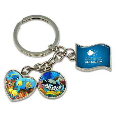 Toptan Aquapark Temalı Myros Metal Üçlü Mix Anahtarlık 40x90 mm