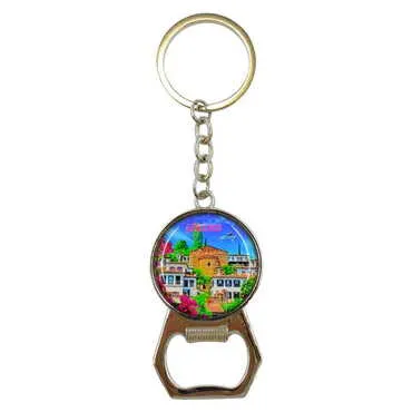 City Themed Metal Keychain With Opener 35x120 mm