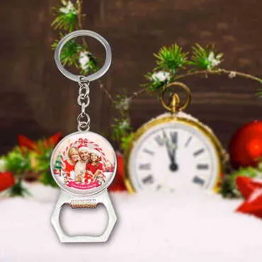 Christmas Themed Metal Keychain With Opener 35x120 mm