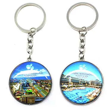 Hotel Themed Metal Double Face Round Keychain 40x95 mm - Standart - 2