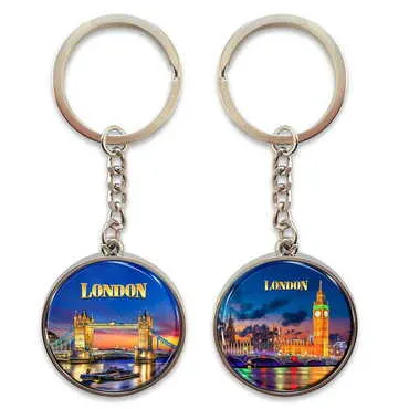 City Themed Metal Double Face Round Keychain 40x95 mm - Standart - 2