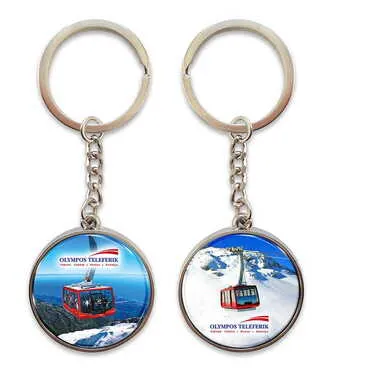 Cable Card Themed Metal Double Face Round Keychain 40x95 mm - Standart