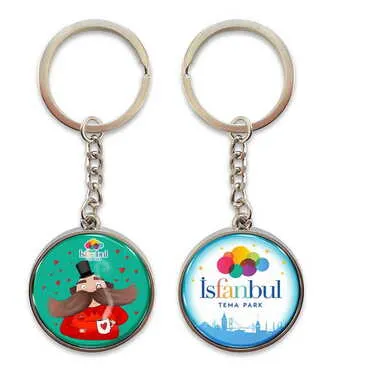 Theme Park Themed Metal Double Face Round Keychain 40x95 mm - Standart