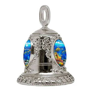 Aquapark Themed Collectible Souvenir Metal Bell - Golden Color 45x60 mm