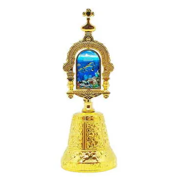 Aquapark Themed Collectible Souvenir Double Face Spinner Metal Bell - Golden Color