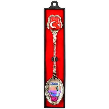 Kusadasi Themed Collectible Souvenir Metal Tea Spon With Giftbox