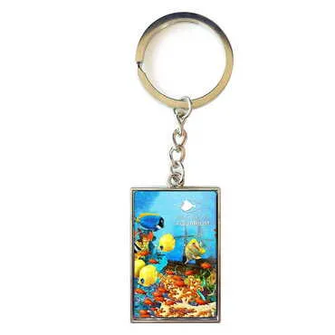 Aquapark Themed Metal Rectangle Keychain 30x100 mm