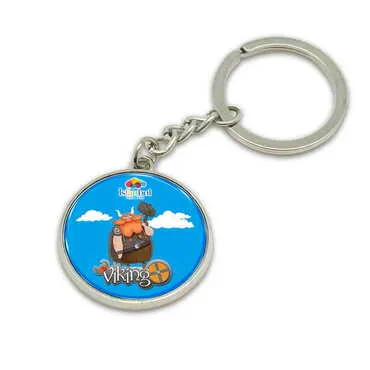 Theme Park Themed Metal Round Keychain 35x90 mm