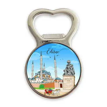 Edirne Themed Metal Magnetic Small Round Opener 38x60 mm