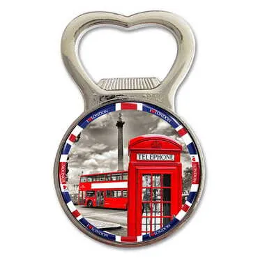 London Themed Metal Magnetic Small Round Opener 38x60 mm - Standart - 3