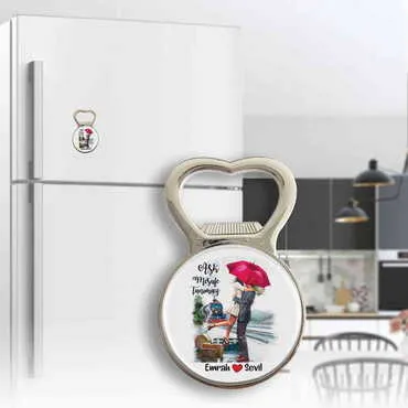 Sweetheart Themed Metal Magnetic Small Round Opener 38x60 mm