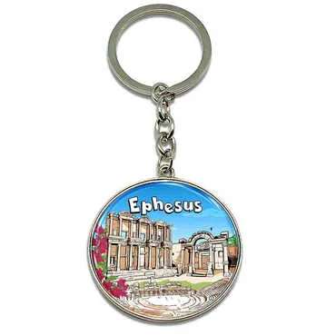 Museum Themed Metal Round Keychain 40x100 mm