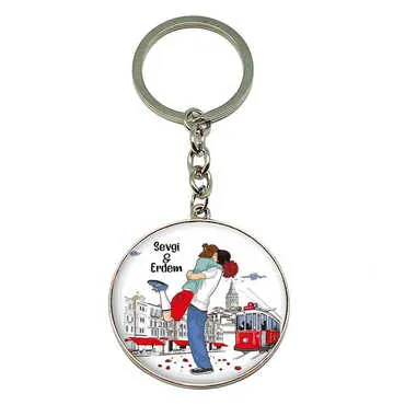 Sweetheart Themed Metal Round Keychain 40x100 mm - 2