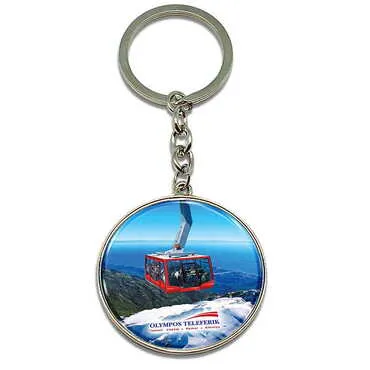 Cable Card Themed Metal Round Keychain 40x100 mm