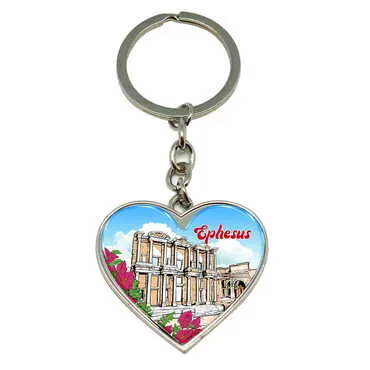 Museum Themed Metal Heart Keychain 40x90 mm