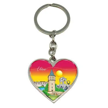 City Themed Metal Heart Keychain 40x90 mm - Standart - 2