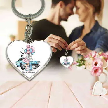 Sweetheart Themed Metal Heart Keychain 40x90 mm