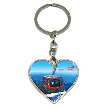 Cable Card Themed Metal Heart Keychain 40x90 mm