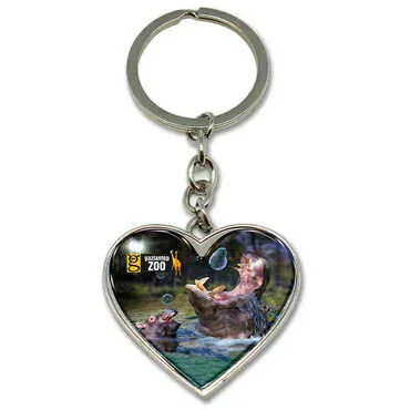 Zoo Themed Metal Heart Keychain 40x90 mm