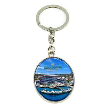 Hotel Themed Metal Oval Keychain 35x105 mm