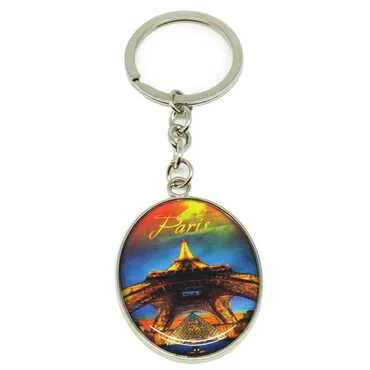 City Themed Metal Oval Keychain 35x105 mm